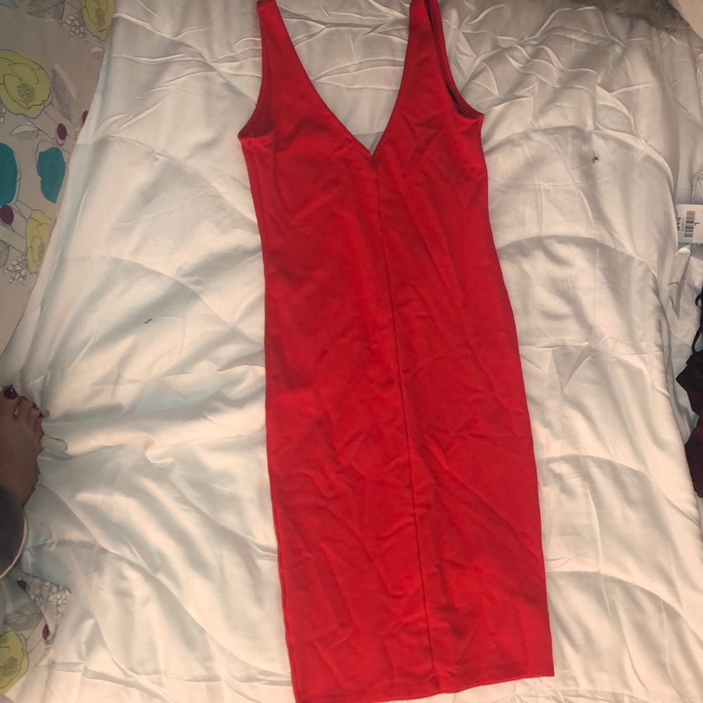 Red V-neck Dress - Picture 2 of 2